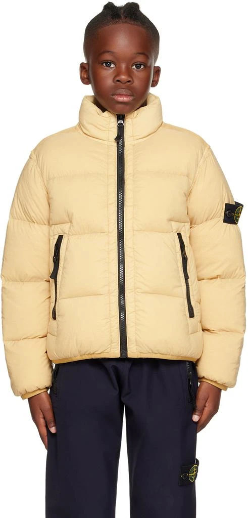 Stone Island Junior Kids Yellow Stand Collar Down Jacket 1