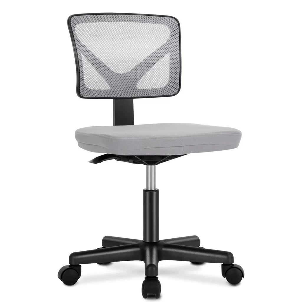 ERUULE Armless Office Chair with Lumbar Support, Adjustable Height, 360° Swivel, and Rolling Wheels