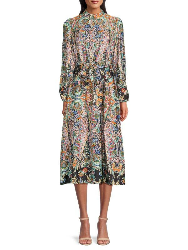 Tahari Floral Long Sleeve Midi Dress 1