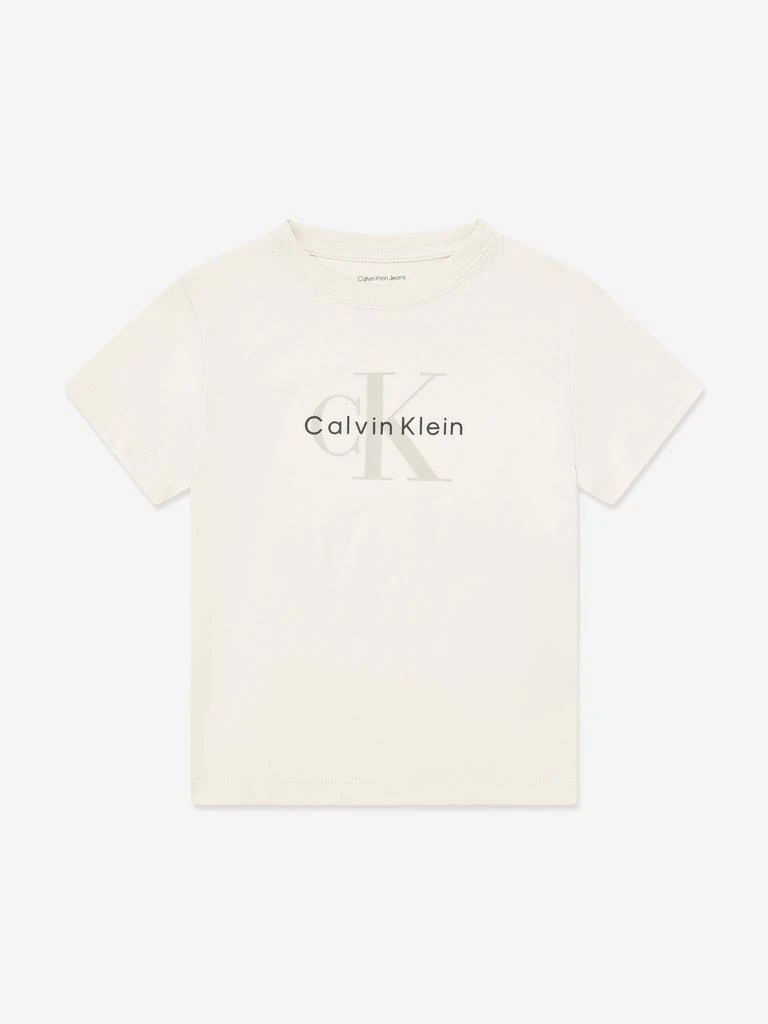 Calvin Klein Girls CK Monogram T-Shirt in Ivory