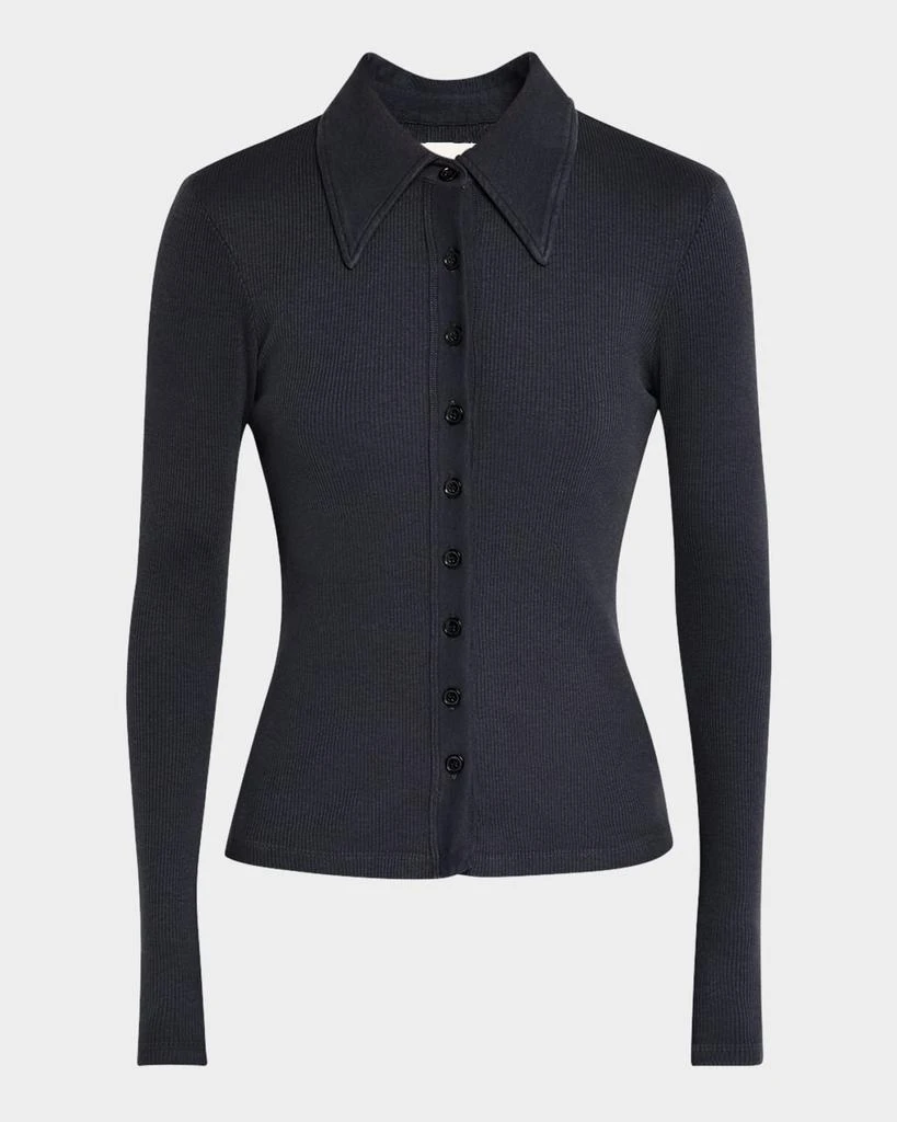Citizens of Humanity Gila Long-Sleeve Rib Polo Top 1