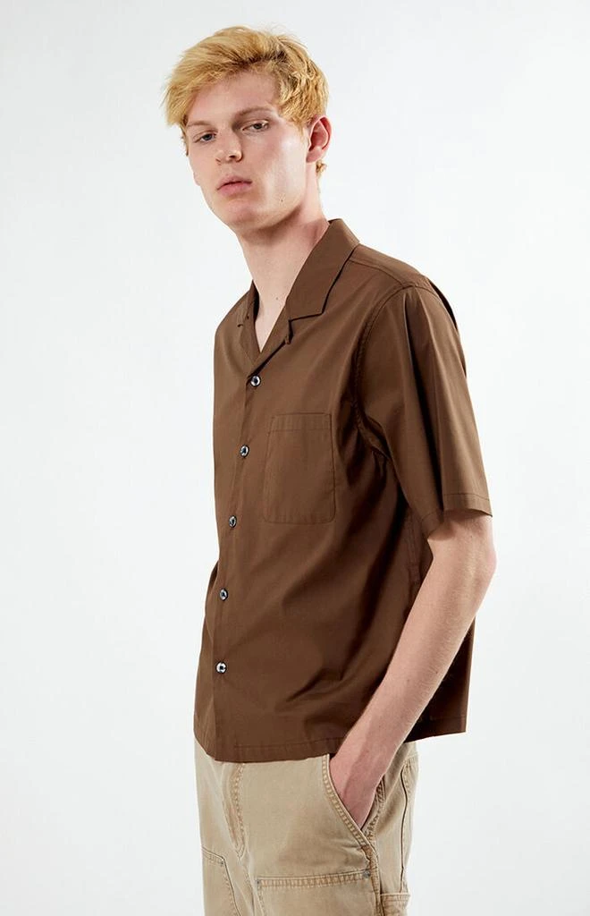 PacSun Brown Solid Oversized Camp Shirt 3