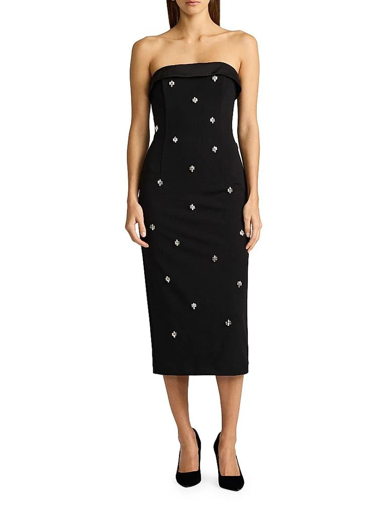 Zac Posen Beaded Tuxedo Strapless Midi-Dress 4