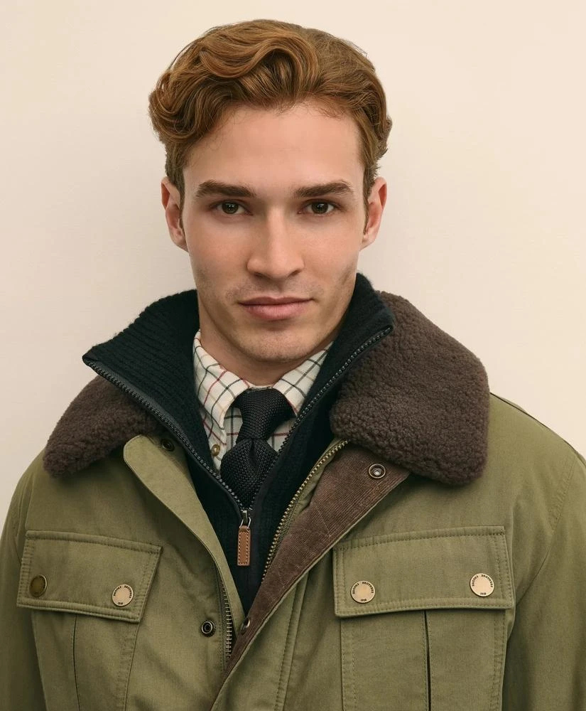 Brooks Brothers Cotton Field Jacket With Removable Shearling Collar 3