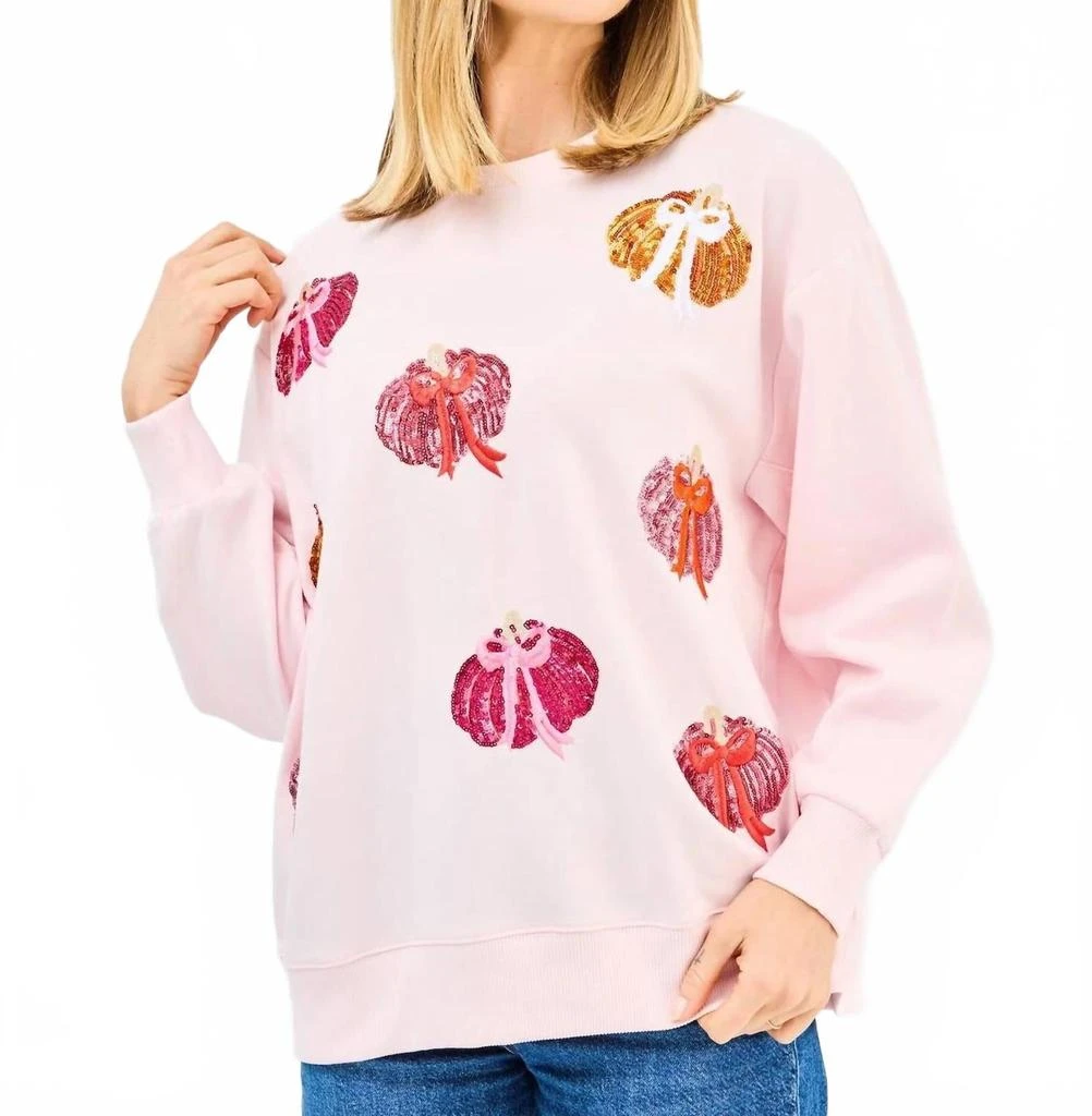 Mary Square Sarah Embellished Sweatshirt In Pumpkin Bows 2