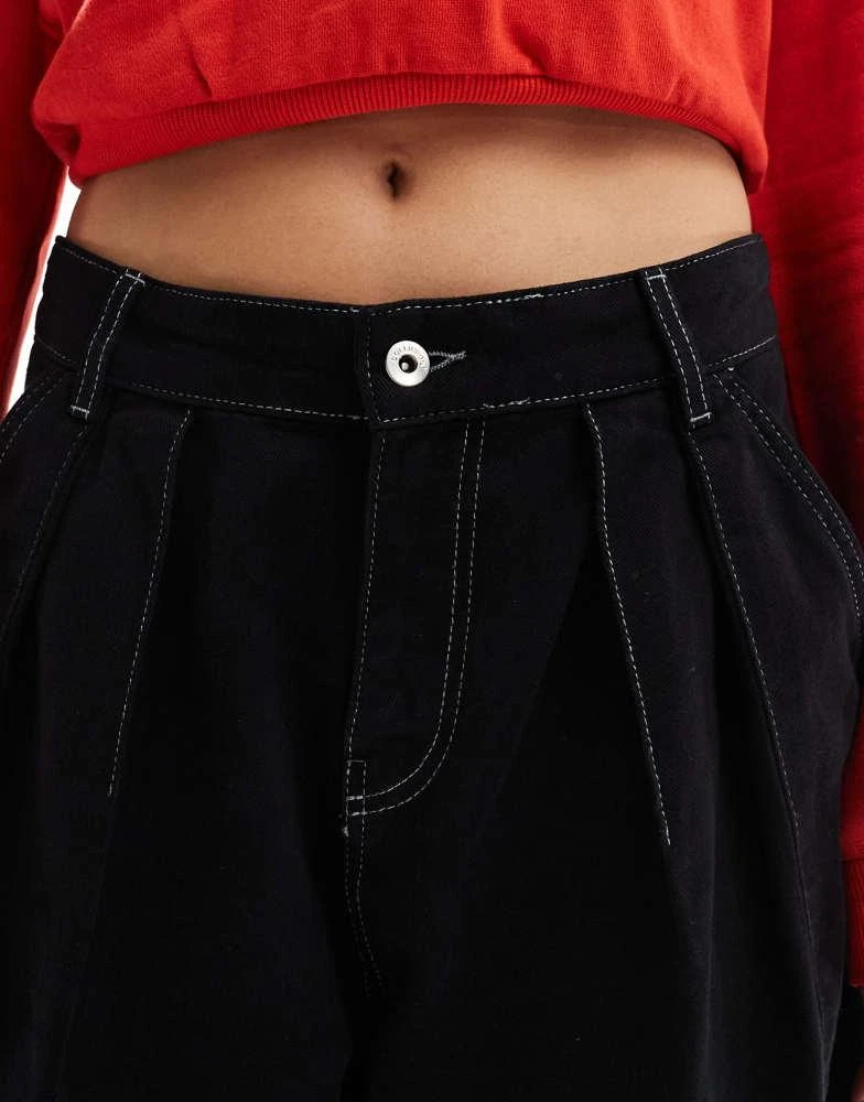 COLLUSION COLLUSION baggy parachute jeans with contrast stitch in black - BLACK 4