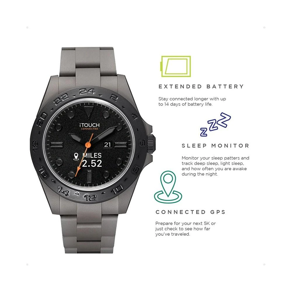 iTouch Connected Men's Hybrid Smartwatch Fitness Tracker: Gray Case with Gray Acrylic Strap 42mm 5