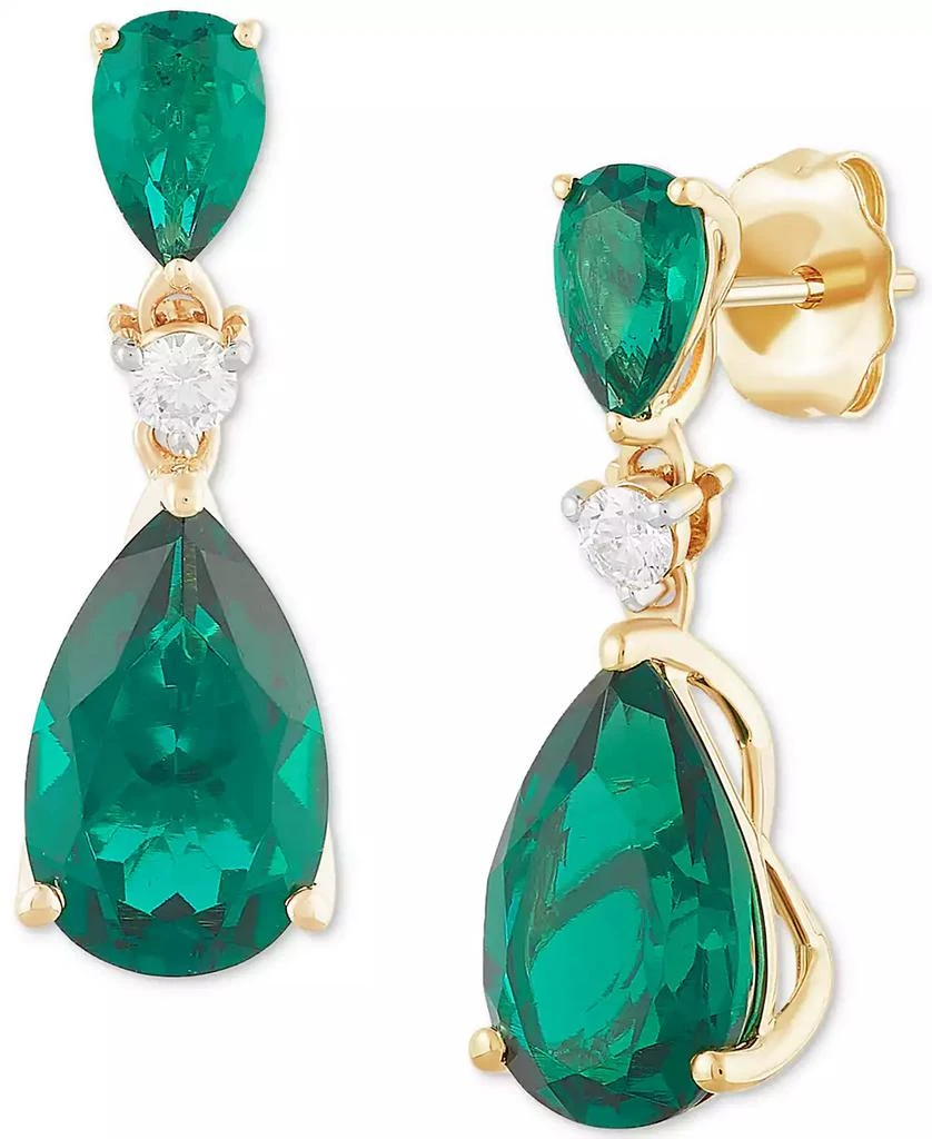 Grown With Love Lab Grown Emerald (4-5/8 ct. t.w.)
Diamond (1/8 ct. t.w.) Double Pear Drop Earrings (Also available in Ruby)