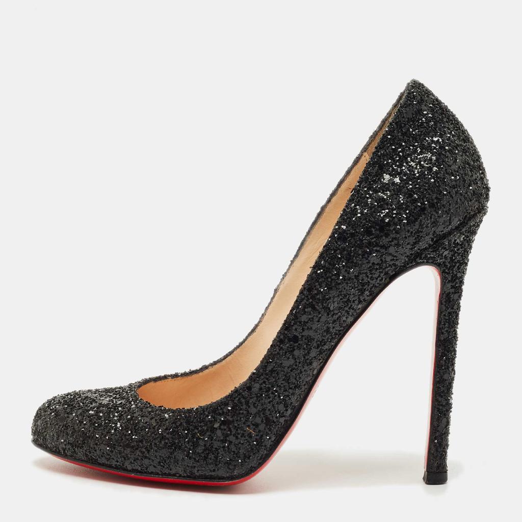 Christian Louboutin Black Glitter Lady Lynch Pumps Size 37