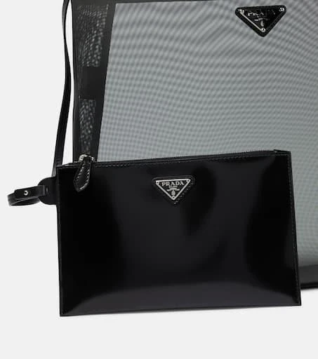 Prada Large leather-trimmed mesh tote 6