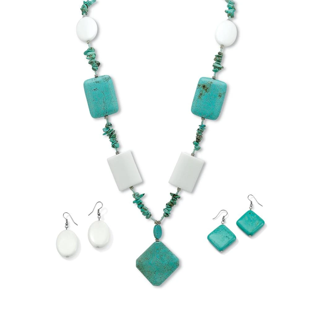 Palm Beach Jewelry Genuine turquoise and lucite 3 piece jewelry set