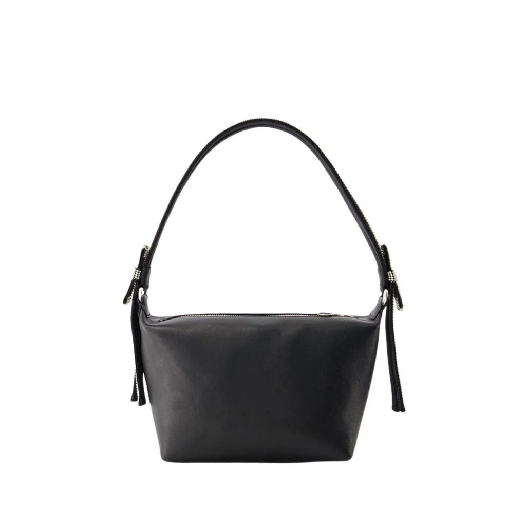 Kara Double Bow Pouch - Leather - Black