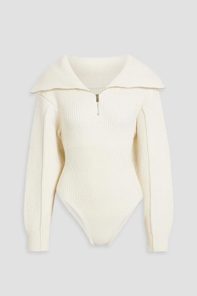Jacquemus Ribbed merino wool half-zip bodysuit 1