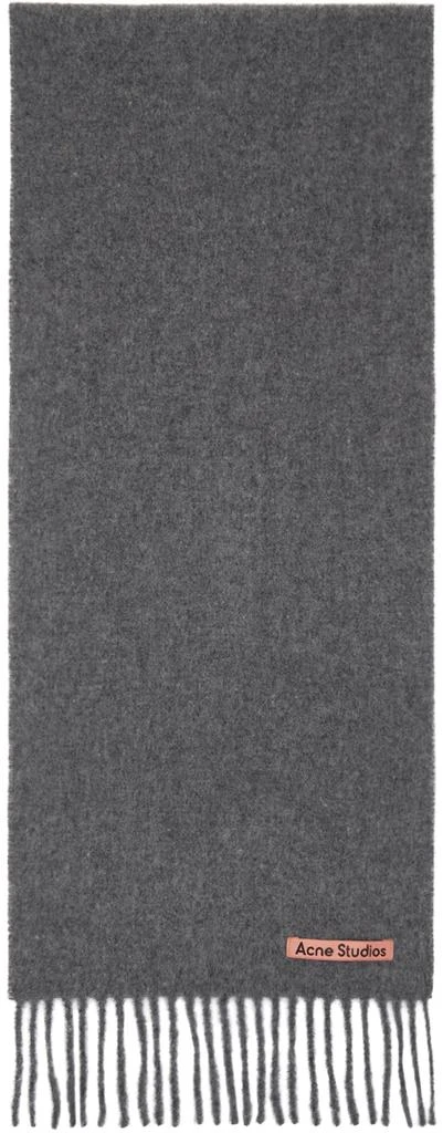 Acne Studios Gray Skinny Fringe Wool Scarf 1