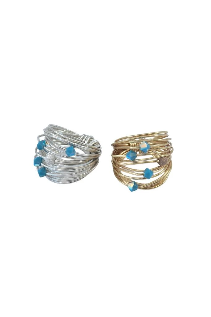 A Blonde and Her Bag Marcia Wire Wrap Ring with Blue Opaque Swarovski Crystals 1