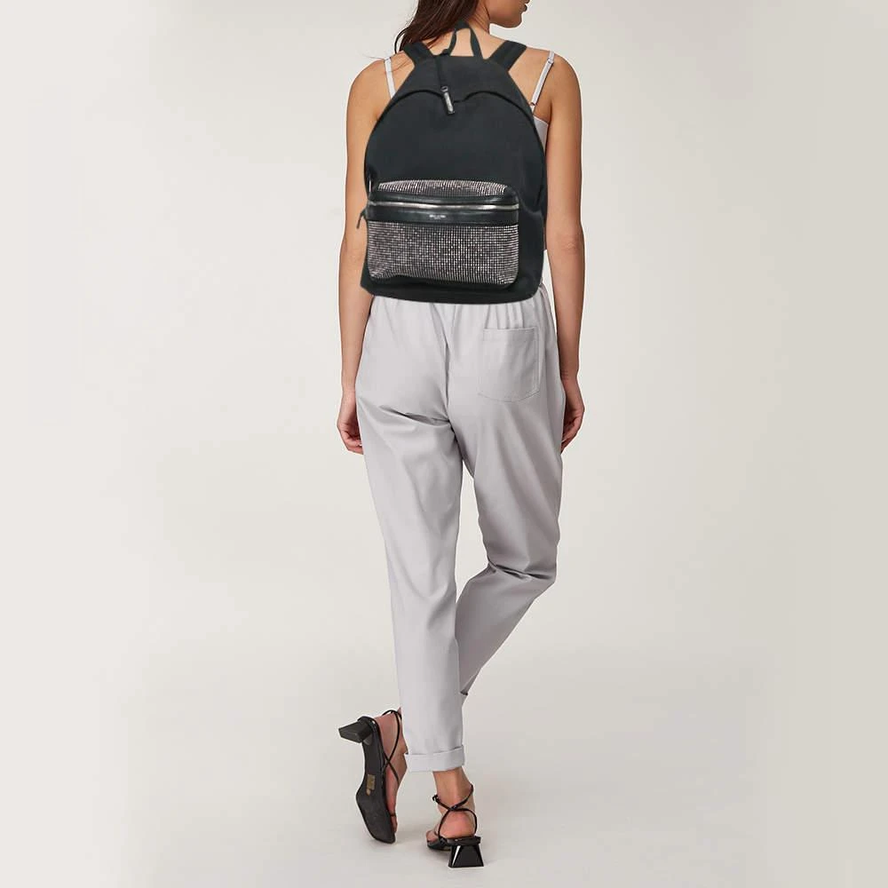 Yves Saint Laurent Saint Laurent Black Canvas and Leather City Studded Backpack 2