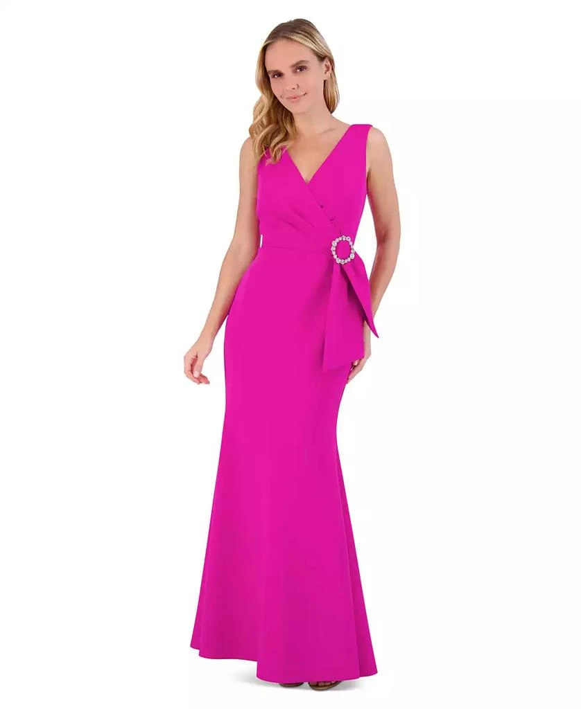 Eliza J Women's Side-Sash Surplice-Neck Mermaid Gown 1