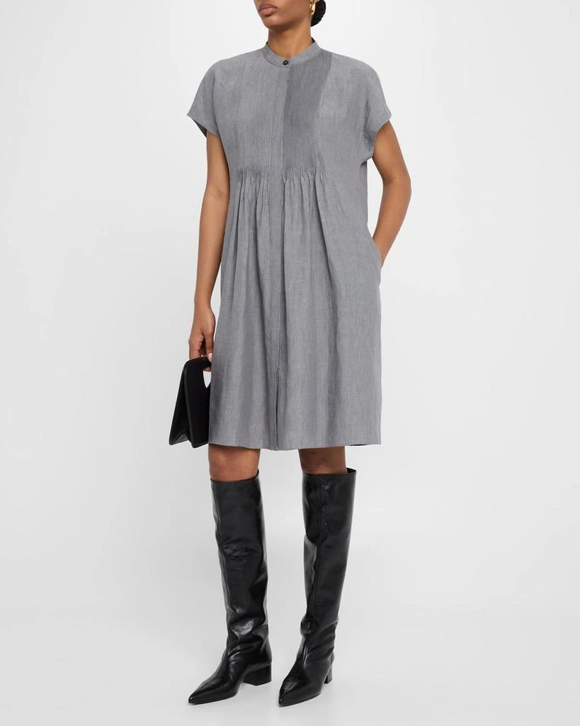 Lafayette 148 New York Ruched Pintuck Linen Dress 2