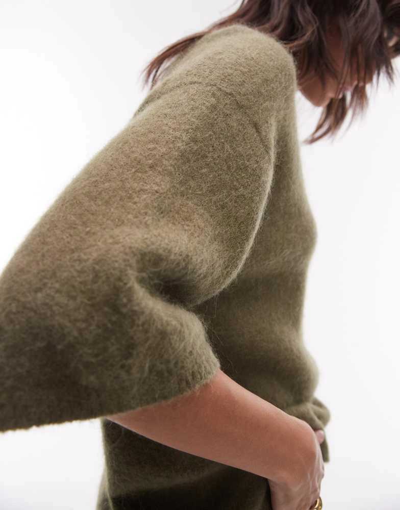 ARKET ARKET alpaca and wool blend short sleeve sweater in khaki 3