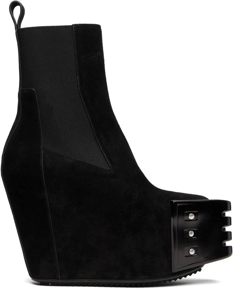 Rick Owens Black Grilled Wedge Beatle Suede Chelsea Boots 1