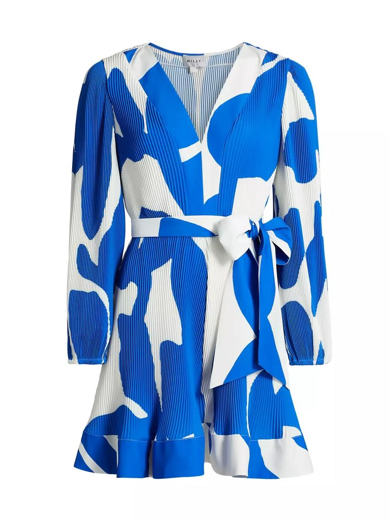 Milly Liv Grand Foliage Pleated Minidress 1