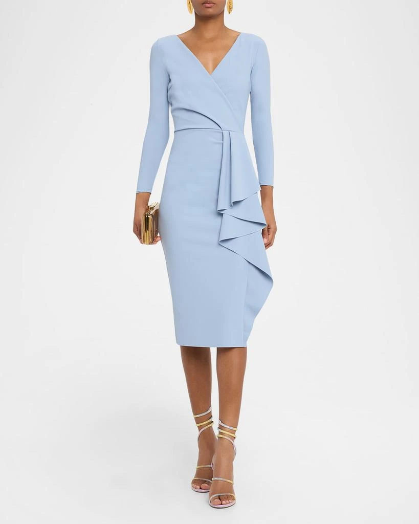 Chiara Boni Draped Faux Wrap Bodycon Midi Dress 2