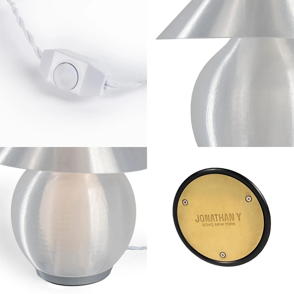 JONATHAN Y Opal 13" Modern Contemporary Plant-Based PLA 3D Printed Dimmable LED Table Lamp, Light Smoke/Gray 3