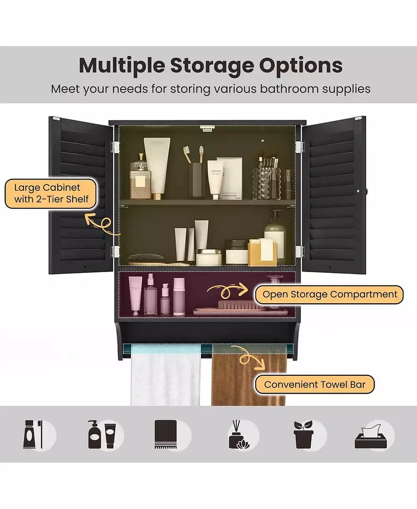 SUGIFT 1-Pc. Wall-Mounted Medicine Cabinet with 2 Doors and Towel Bar 10