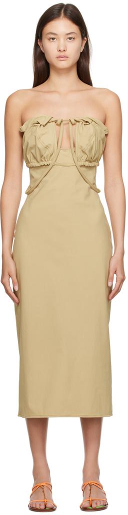JACQUEMUS Khaki Le Raphia 'La Robe Bikini' Midi Dress