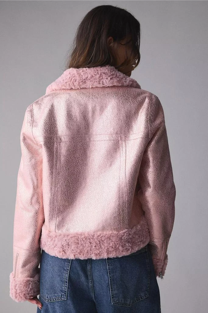 Unreal Fur Unreal Fur Métallique Faux Fur Trim Aviator Jacket 3