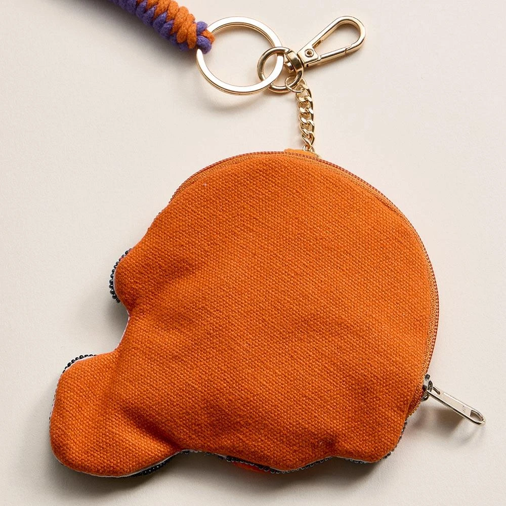 FASHNZFAB CLEMSON GAME DAY Football Helmet Sequin Seed Beaded Knot Keychain Mini Pouch Bag 4