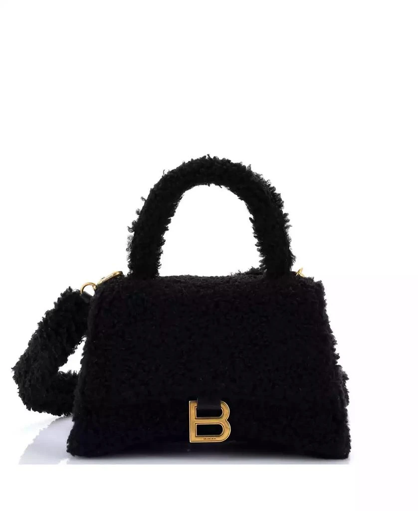 Pre-Owned Balenciaga Small Fluffy Hourglass Top Handle Bag Faux Fur