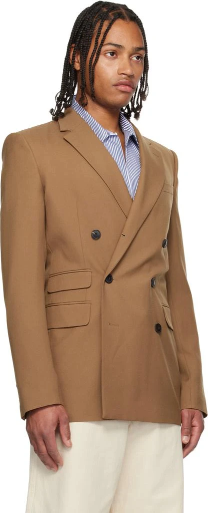Dries Van Noten Tan Regular Fit Wool Blazer 2