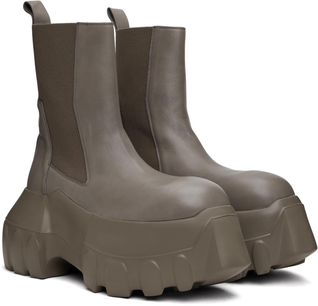Rick Owens Gray Hollywood Beatle Mega Tractor Boots - Free