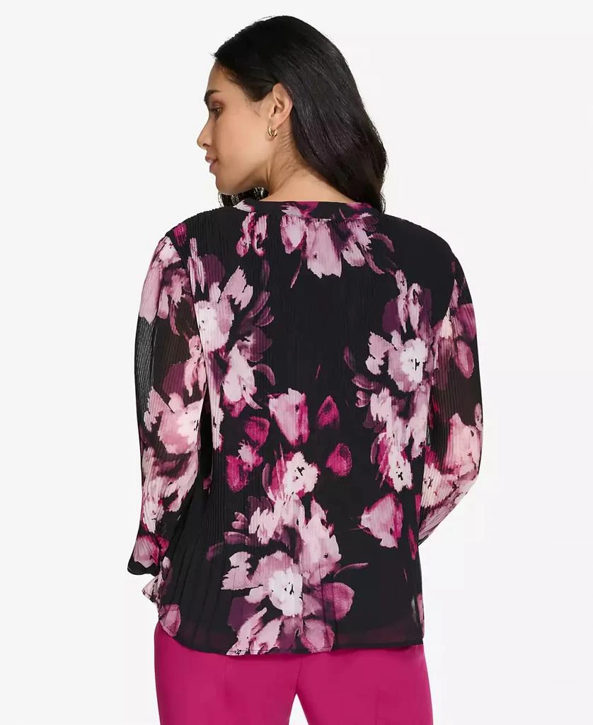 Calvin Klein Women's Petite V-Neck Long-Sleeve Blouse 2