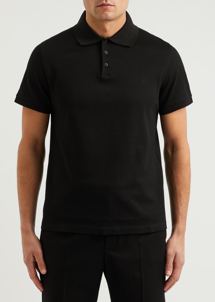 Yves Saint Laurent Logo-embroidered piqué cotton polo shirt