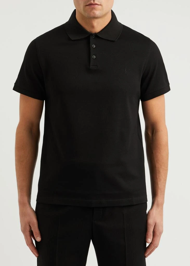Yves Saint Laurent Logo-embroidered piqué cotton polo shirt 2