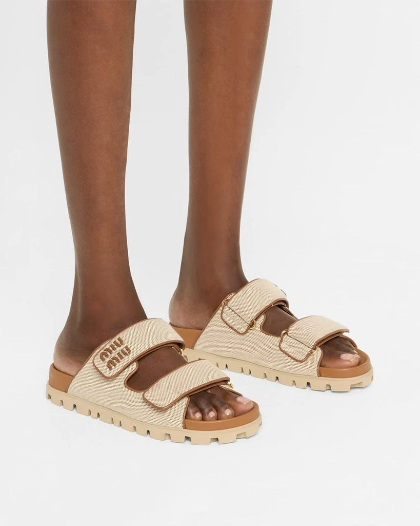 Miu Miu Canvas Dual-Grip Comfort Sandals 2