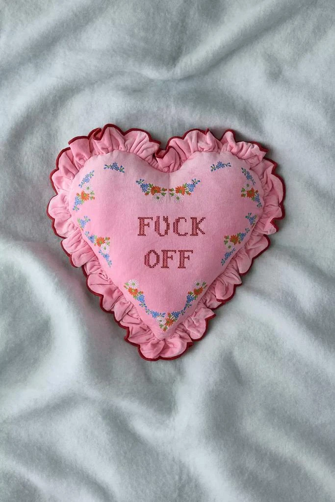 Urban Outfitters Ruffle Heart Velvet Throw Pillow