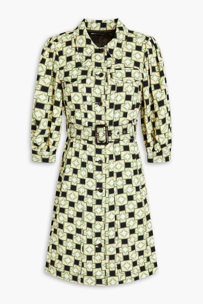 Diane von Furstenberg Britney belted printed crepe mini shirt dress