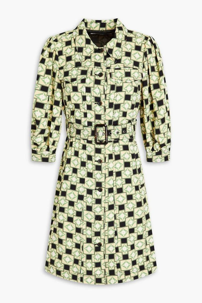 DIANE VON FURSTENBERG Britney belted printed crepe mini shirt dress 1