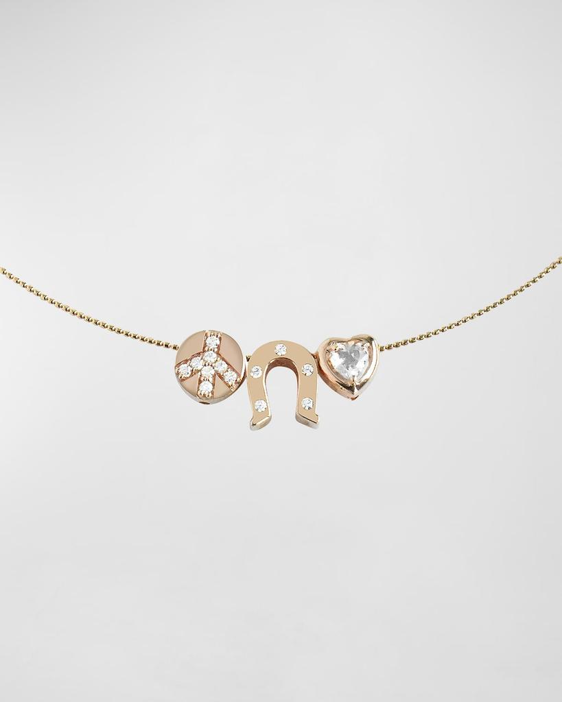 Stevie Wren 14k Rose Gold Peace, Love, & Luck Charm Necklace