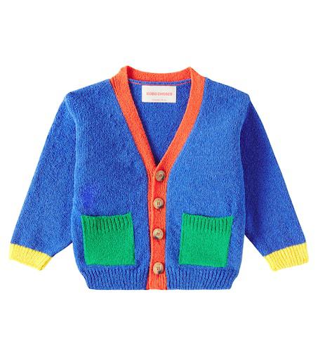 BOBO CHOSES Baby colorblocked cotton-blend terry cardigan