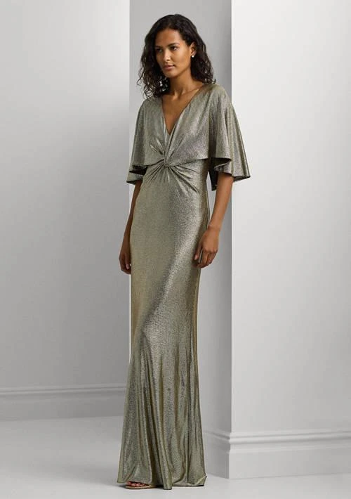 Shop Ralph Lauren Metallic Knit Twist Front Cape Gown on Sale at  BeyondStyle  Get 60% Off Ralph Lauren Metallic Knit Twist Front Cape Gown  with Limited-Time Flash Deals, Exclusive Discounts, and