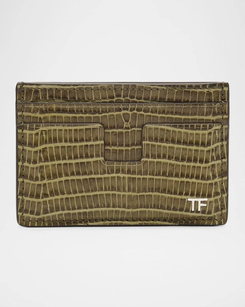 Tom Ford Men
s T Line Printed Leather Card Holder