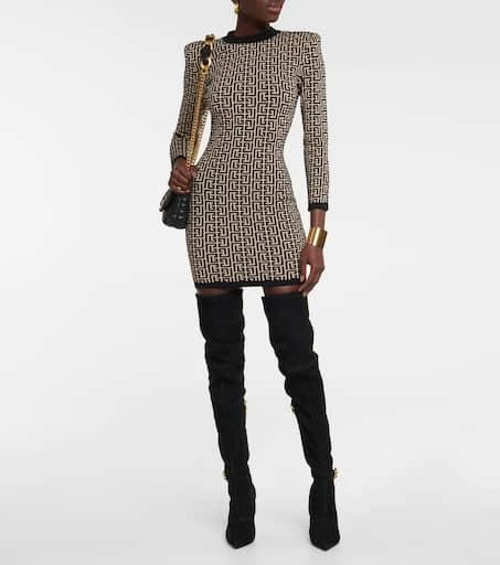 Balmain Monogram wool-blend knit minidress 2