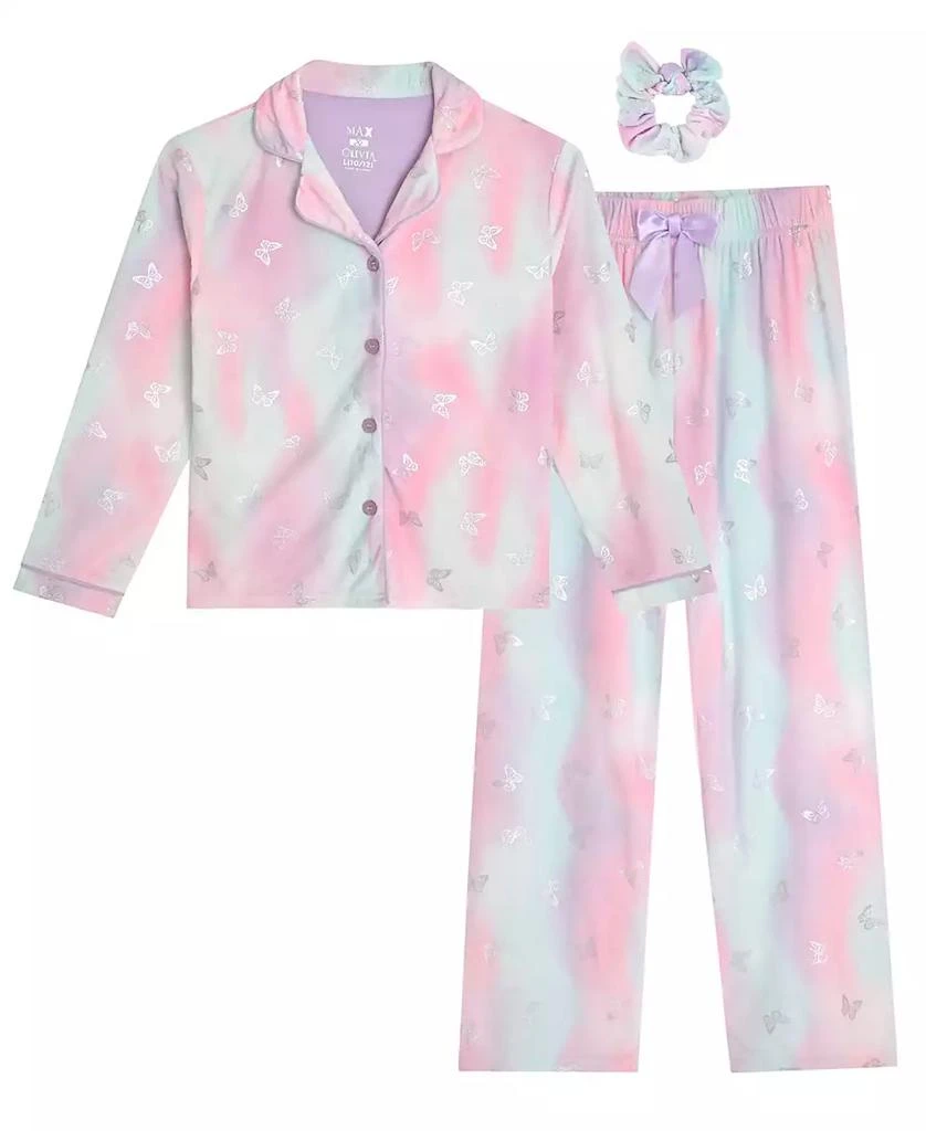 Max & Olivia Little and Big Girls 3-Piece Coat, Pants and Scrunchie Pajama Set 1