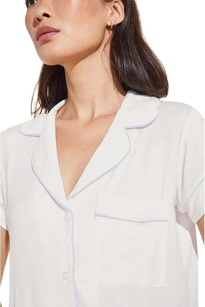 Eberjey Gisele Short Pajama Set Women's Large White Stretch Straight Hem ERK88 3