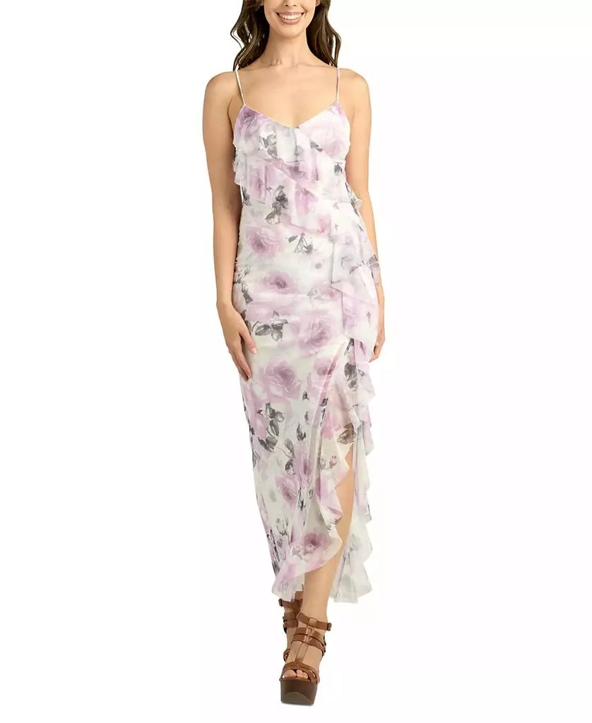 BCX Juniors' Cascade Ruffled Sleeveless Floral Dress 1
