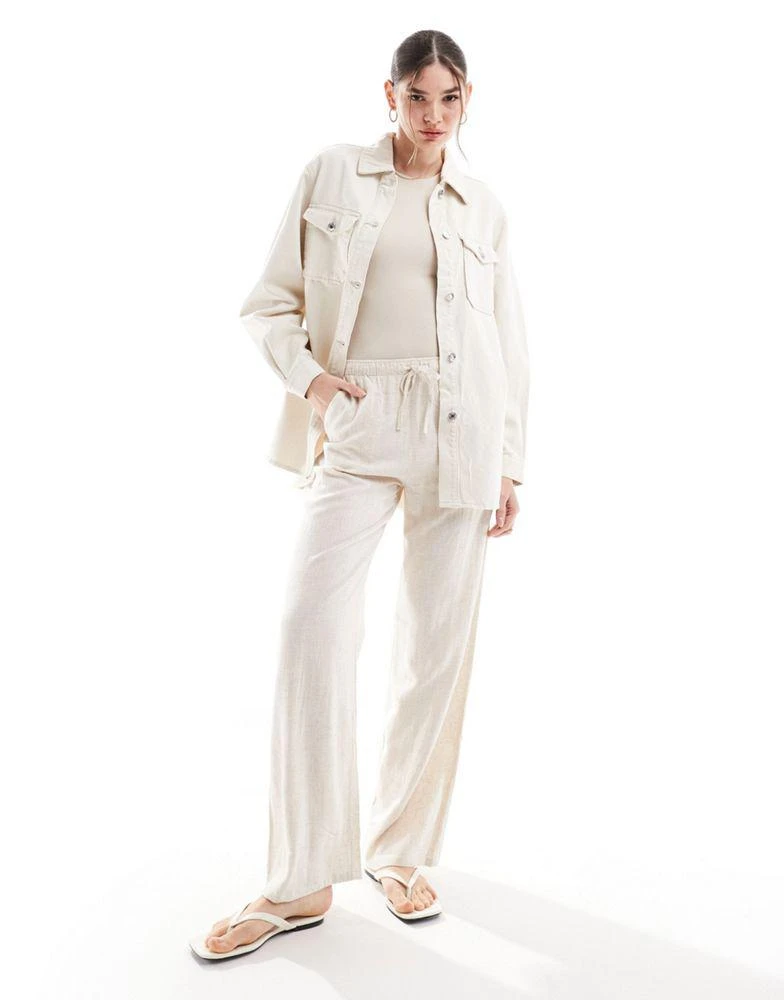 VERO MODA Vero Moda oversized shirt jacket in ecru denim 2